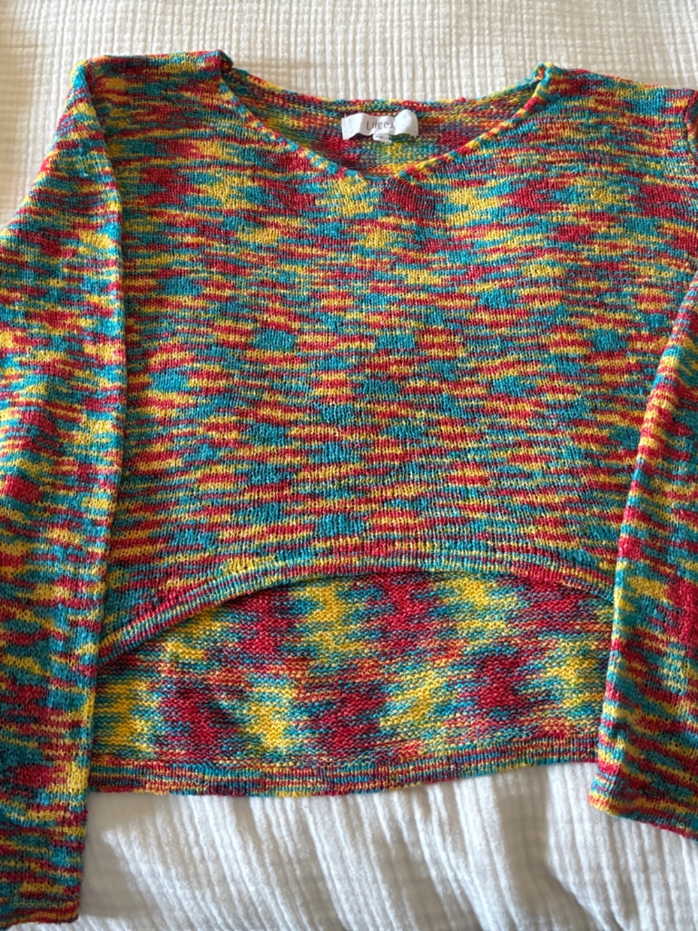 Multicolor Women's V-Neck Knit Sweater - Bright Mix